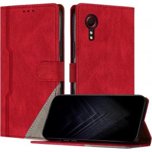 Sansh-Étui Pour Samsung Galaxy Xcover 5, Housse En Cuir Pu Avec [Protection Antichoc Tpu] [Fonction Support] [Porte-Cartes ] Antichoc Magnétique Coque Pour Galaxy Xcover 5 - Rouge - Neuf