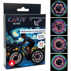 Feux À Rayon 32 Led-30 Motifs De Couleur Clignotants Changent Automatiquement,Montage Facile De L'éclairage De Vélo Sur Les Rayons De Roue - Neuf