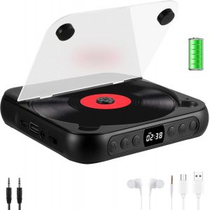 Lecteur CD portable 2000 mAh avec Bluetooth - Lecteur CD PL-Ayer portable avec batterie longue durée CD Pl-Ayer Bluetooth - Casque inclus - CD-R, CD-RW, MP3, WAV - Idéal pour les voitures - Lecteur CD - Neuf