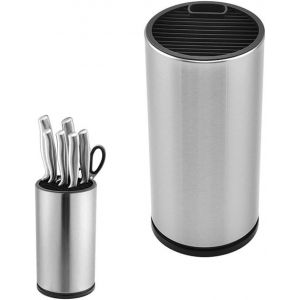 Oayew-Bloc &Agrave; Couteaux Ronde, Bloc &Agrave; Couteaux En Acier Inoxydable, Support Pour Couteaux Cuisine, Avec Fente Pour Ciseaux Et Trou De Vidange, Pour Ranger Divers Couteaux Et Ciseaux, Ronde - Neuf