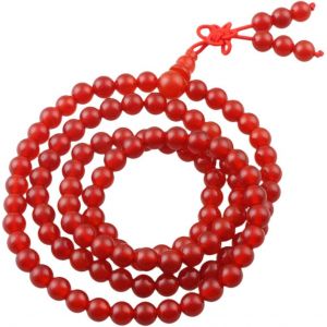 Mala Bracelet Perlé En Pierre Cristal Précieuse, Rondes Bouddhistes 108 Perles D'energie Collier Élastique Pour Femme Et Homme, Cornaline - Neuf