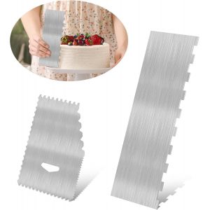 KAL-Pièces Lisseur Gateau Patisserie 22 X 7.8 Cm Grattoir À Gâteau En Acier Inoxydable 2 In 1 Grattoir Gateau Patisserie Pour Pâtisserie Crème Gâteau Décoration Diy - Neuf