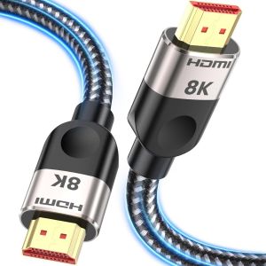 C&acirc;ble HDMI 2.1 5 m [8K @ 60 Hz, 4K @ 120 Hz144 Hz, 48 Gbps] Ultra Haute vitesse 7680P eARC HDCP 2.2&2.3 DTS:X Dynamique HDR Dolby Atmos Compatible avec Soundbar/PS2/PS5/Xbox/Roku TV - Neuf