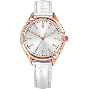 Montre Femme Or Rose Gros Cadran Avec Diamant Cristal Blanc Cuir &Agrave; La Mode - Neuf