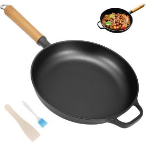 Subzonal-Po&ecirc;le En Fonte &Agrave; Induction - 27 Cm - Pour Tous Les Types De Plaques De Cuisson - Avec Double Poign&eacute;e - Poign&eacute;e En Bois Massif - Longue Dur&eacute;e De Vie - Neuf