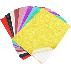 Mevronisshop-30 Feuilles Papier Paillet&eacute; Autocollant Pour L'artisanat, Color&eacute; Glitter Papier A4 10 Couleurs, Feuille De Papier Autocollants D&eacute;coratifs ,Feuilles Slim Scintillant Pour Diy Cartes Scrap - Neuf