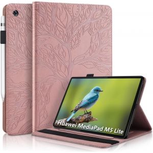 Aswant Coque Huawei Mediapad M5 Lite 10 Etui Cuir Pu Portefeuille Bookstyle Flip Supporter Function Cover Fente Pour Carte Housse Tablette Pour Huawei Mediapad M5 Lite / C5 10.1 Pouces 2018 - Or Rose - Neuf