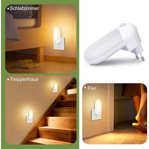 Kalanka-Douille De Veilleuse Avec Capteur Cr&eacute;pusculaire, Lampe Pour Enfants - Lampe De Nuit Led Pour Chambre D'enfant, Lumi&egrave;re D'orientation Blanc Chaud Pour Couloir De B&eacute;b&eacute;, Cage D'escalier - Neuf