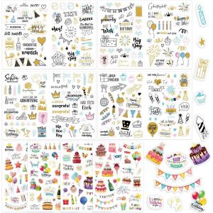 347 Pièces Stickers Anniversaire, Autocollants De Anniversaire Vintage, Stickers Scrapbooking Anniversaire Pour Décoration Album Photo Livre D'or Anniversaire, Autocollants Faire Part - Neuf