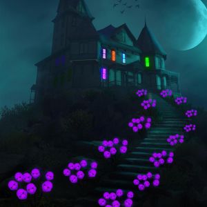 Kalanka-Halloween Décor Lampes Solaire Exterieure Jardin,2 Pièces 16led Lumières Solaires Violet Lampes Fantômes Avec Larmes De Sang,Étanch Ip65 Guirlande Lumineuse Solaire Lumières Pour Chemin,Cour, - Neuf