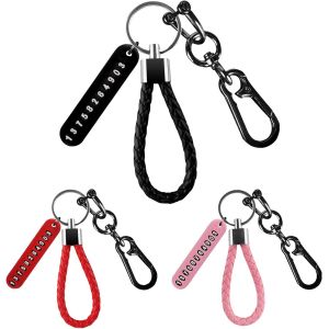 KAL-3 Pièces Porte Clef Voiture, Diy Porte Clé Voiture Tressé, Anti Perte Porte Cle Voiture Avec Plaque D'Immatriculation, Porte Clef Cuir Avce 1 Tournevis, Pour Hommes Et Femmes - Neuf
