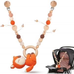 NouvelHorizonstore-Jouet Poussette Bebe en Bois Jouet Siege Auto a Suspendre B&eacute;b&eacute; pour Fille Gar&ccedil;on Cha&icirc;ne de Poussette Montessori Jouet Nouveau N&eacute; Cha&icirc;ne Mobile en Bois pour Landau ou Si&egrave;ge de Voitu - Neuf