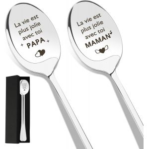Kalanka-Cadeau Fete Des Meres Cadeau Maman Papa Personnalisé Cuillere A Cafe Cadeau Fete Des Peres Cadeau Pour Maman Cadeau Anniversaire Maman Cadeau Anniversaire Papa Cadeau Belle Mere Cadeau Jeune - Neuf