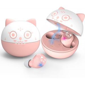 Écouteur Bluetooth Sans Fil, Oreillette Bluetooth Sans Fil, 36H D¿Autonomie Bluetooth 5.0 Réduction Du Bruit Des Appels Contrôle Tactile Étanches Ipx5 3D Hi-Fi Son Stéréo Android/Ios, Rose - Neuf