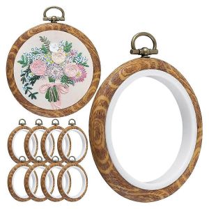 10 Cerceaux De Broderie Ronds,3 Pouces Imités Kits De Cadre D'affichage De Broderie En Bois,Pour L'artisanat D'art Bricolage - Neuf