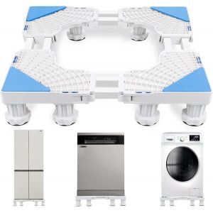 Socle Pour Machine À Laver Avec Double Tube Et À 8 Pieds Réglables,Socle Lave Linge Base Socle Anti-Vibration Pour Frigo,Base De Réfrigérateur Longueur Ajustable 45-68Cm Hauteur 8.[LAV0647] - Neuf