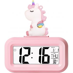 KAL-Réveil Licorne Enfant - Numérique Led Lumineux Pour Fille Et Garçon - Matin (Rose) - Neuf