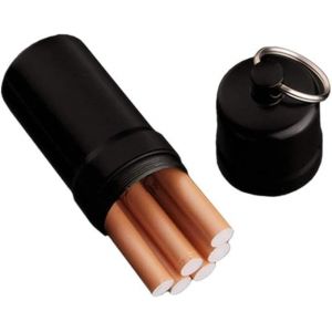 Paquet de cigarettes suspendu (noir), étui à cigarettes portable et étanche, étui à cigarettes de poche circulaire avec porte-clés, pour hommes et femmes - Neuf