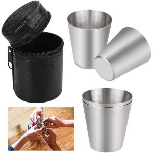 4 Pi&egrave;ces En Acier Inoxydable Tasse 30 Ml Petite Tasse En Acier Inoxydable Liqueur Schnapps Tasse Empilable Tasse &Agrave; Boire Flacon De Hanche Tasse Camping Verres &Agrave; Liqueur Portable Tasse En - Neuf