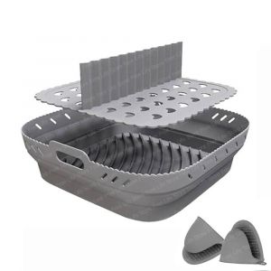 Moule En Silicone Pour Friteuse &Agrave; Air Chaude Cosori 5,5 L Xxl,Doublures R&eacute;utilisables Avec S&eacute;parateurs Pour Accessoires De Friteuse &Agrave; Air Chaud Ninja Max Pro 6,2 L.Gray Set. - Neuf