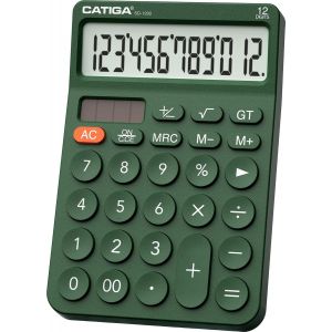 Calculatrice 12 Chiffres, Grand &eacute;cran LCD, 4 Fonctions, Design Arrondi, Gros Boutons, Double Alimentation Solaire/Pile, pour Bureau, Maison, &eacute;cole, SD-1292 - Neuf