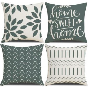 TIANYI-Housses de Coussin, Housses de Coussin 40 x 40, Lot de 4 taies d'oreiller carrées Vert foncé 16 x 16, Lot de 4 pour terrasse extérieure, Jardin, Salon, canapé, décoration de Ferme - Neuf