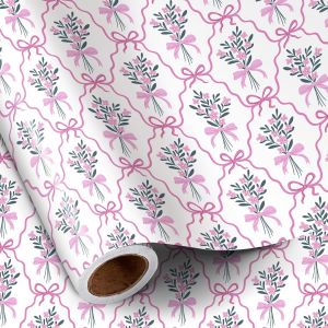 Papier Cadeau Noeuds Floraux, Mini Rouleau, 43,2 Cm X 5 M, Emballage Cadeau Avec De Beaux Motifs De Noeuds Floraux, Papier Cadeau Pour Filles, Anniversaire, F&ecirc;te - Neuf