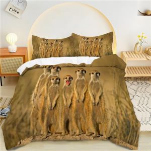 Housse De Couette X Brun, Mangouste Parure De Lit Personnes Microfibre Doux Respiran Housse Couette Avec Fermeture &iquest;&iquest;Clair, Ensemble De Literie Avec Taie D'oreillers X Cm - Neuf