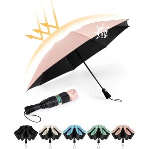 ERSHI-Parapluie Pliant inversé Compact Anti UV- Parapluie Femme Automatique Resistant Vent, Parapluies de Voyage Portables, Revête[109] - Neuf