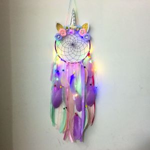 Attrape-rêves LED, Disdarkday attrape-rêves, faits à la main, attrape-rêves, lumineux plumes pour la chambre à coucher de Décoration murale, Mobile, décoratif Cadeau pour les filles et les enfants - Neuf