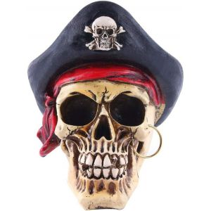 Ornement de crâne de pirate, décoration de crâne d'animal, décoration de bar d'Halloween, porte-crayon, stylo, crâne en résine, figurines de crâne réalistes, statuette pour la maison - Neuf