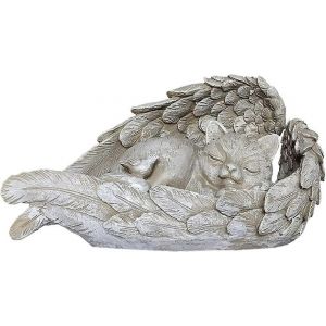 Statue De Jardin Chien Chat,Statue D'art En R&eacute;sine Pour Cour De Jardin,Monument Comm&eacute;moratif Pour Animaux De Compagnie Ailes D'ange En Plein Air - Neuf