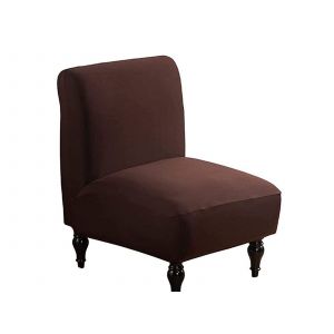 Housse Extensible Marron Pour Fauteuil D'appoint Sans Accoudoirs Avec Ourlet &Eacute;lastique - Neuf