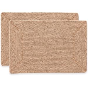 ERSHI- Lot de 2 sets de table rectangulaires en jute naturelle faite à la main 45 x 30 cm[687] - Neuf