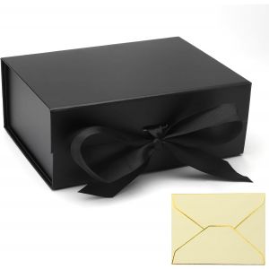 Boîte Cadeau Avec Couvercle, Boîte Cadeau 22x16.5x8.8cm, Boîte Cadeau Magnétique, Boîte Noire Pliable Pour Cadeau D'anniversaire Mariage Anniversaire Cadeau De Noël - Neuf