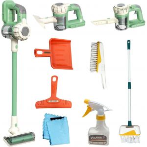 KALANKA-Aspirateur Enfant Qui Aspire Vraiment, 9 Pi&egrave;ces Kit Menage Enfant &Acirc;g&eacute;s d&egrave;s 3 Ans Jouet Balai et Pelle, Brosse, Cadeau pour Gar&ccedil;ons et Filles - Neuf