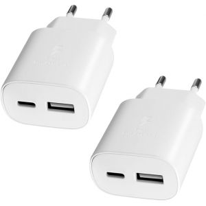 LORANKA-Chargeur de Charge Rapide 25W 2 Port avec USB C et USB A pour Samsung S25 S24 A56 5G A55 A54 A16 A15 iPhone 17 16 15 14 Pro Max Plus 13 12 11 SE XS iPad,Paquet de 2 chargeurs. - Neuf