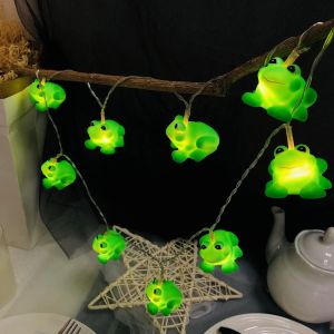 KAL-1.65M 10 Led Grenouille Guirlande Lumineuse,Alimenté Par Batterie Grenouille Animal Forme Décoratif Fée Lampe Atmosphère Décoration Pour Fête, Noël, Halloween, Mariage (Grenouille) - Neuf