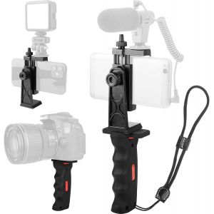 lbgwp60-Stabilisateur De Main Pour Appareil Photo, Support Vlogging Poignée De Téléphone Portable Stabilisateur Vidéo Ergonomique Pour Téléphone Support De Smartphone Avec Griffe Pour Micro/Flash Et - Neuf