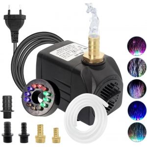 Pompe A Eau 15w 800l/H Pompe Aquarium Ultra Silencieuse Pompe Bassin Avec 1.5m C&acirc;ble, Tuyau De 1m, 2 Buses Pompe &Agrave; Eau Submersible Pour Fontaines,Jardins,Baignoires, &Eacute;tangs - Neuf