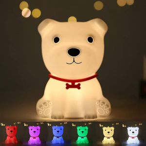 Veilleuse Chiot B&eacute;b&eacute; Rechargeable, Led Silicone Portable, Lampe Tactile, Kawaii D&eacute;coration Chambre, Cadeau Gar&ccedil;on Fille - Neuf