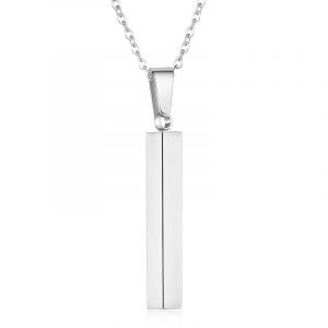 Femmes Hommes Acier Inoxydable Lisse Cubo&iuml;de Pendentif Collier Personnalit&eacute; Couleur Acier - Neuf
