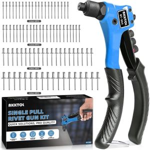 MEVRONISSHOP-Pince a Rivet, Riveteuse Professionnelle, Pince a Rivet Pop avec 200 Rivets pour 4 Types 4,8mm 4,0mm 3,2mm 2,4mm, Pince &agrave; riveter Manuelle pour Automobile, Chemin de Fer, Meubles, Jardin - Neuf