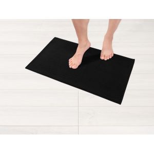 KAL-Tapis De Bain Antidérapant 100 % Coton - 43 X 61 Cm - Pour Salle De Bain Et Wc - Absorbant - Séchage Rapide - Lavable - Noir - Neuf