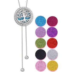 Kal-Collier Diffuseur D'huile Essentielle Pour Femme, Pendentif D'aromathérapie Réglable En Acier Inoxydable Avec 10 Tampons En Feutre, Bijou D'huile Essentielle Cadeau Pour Femmes Hommes - Neuf