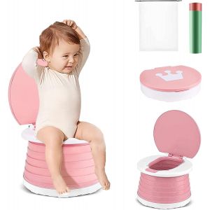Chenquansarl-Pot Bebe,Pot Pliant De Voyage,Toilette Enfant,Petit Pot Bébé Wc,Pot De Voyage Intérieur Extérieur Pour Bébé Avec Sac De Voyage (Rose) - Neuf
