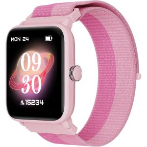 Montre Connect&eacute;e Enfant, Montre Digitale Tactile Fille Avec Podom&egrave;tre, Cardiofrequencem&egrave;tre, &Eacute;tanche 5 Atm, Moniteur De Sommeil, R&eacute;veil, Jeux De Puzzle Pour &Acirc;g&eacute;s 3-14, Nylon[Z261] - Neuf