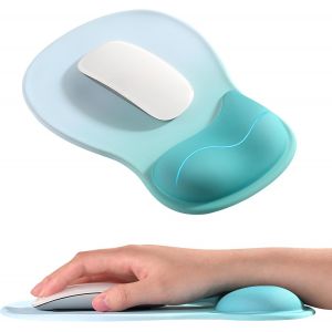 NSIECD-Ergonomique Tapis de Souris avec Support de Poignet en Gel et Base Antid&eacute;rapante en Silicone, Durable Mouse Pad et Lavable, Bureau, Fournitures Scolaires, Accessoires pour PC, 26x19cm - Bleu - Neuf