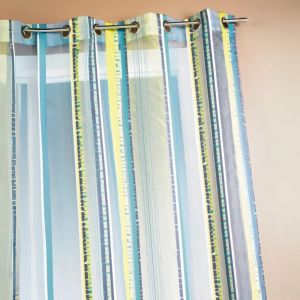Voilage En Organza Jacquard &Agrave; Rayures Verticales Color&eacute;es - Neuf