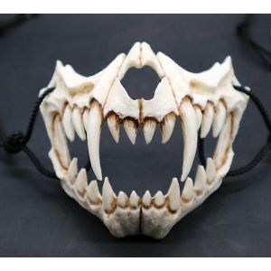 Halloween Skeleton Mask Scary Werewolf Mask Half Skull Mask Cosplay Costume Half Face Teeth Skull Party Cosplay Mask Festival Half Mask Animal Skeleto - Neuf